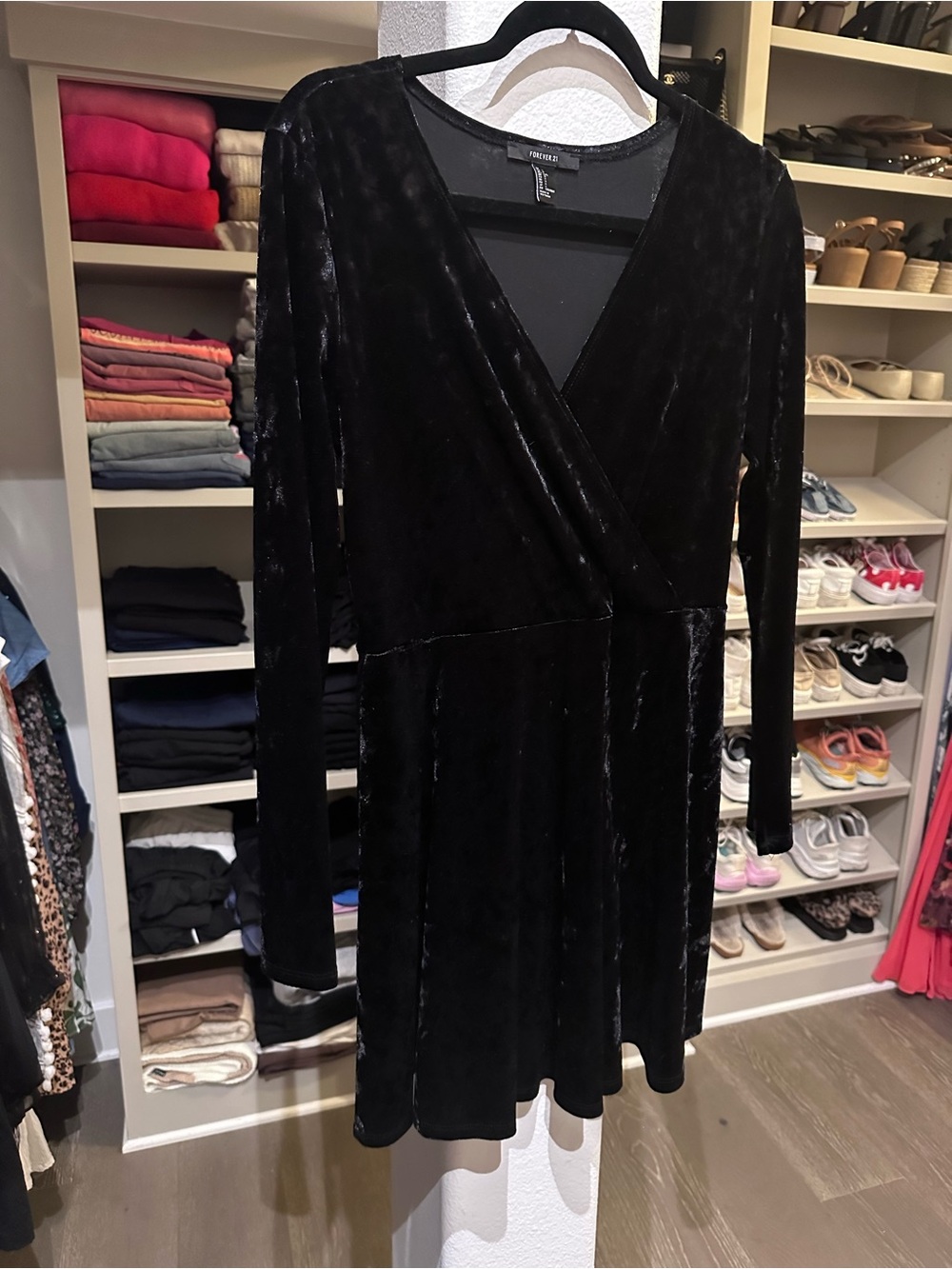 Black Velvet Wrap Mini Dress